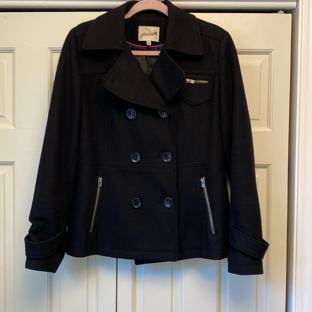 Grane Wool Black Pea Coat